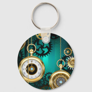 Steampunk Jewelry Watch on a Grönt Background Nyckelring