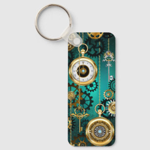 Steampunk Jewelry Watch on a Grönt Background Nyckelring