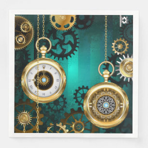 Steampunk Jewelry Watch on a Grönt Background Pappersservett