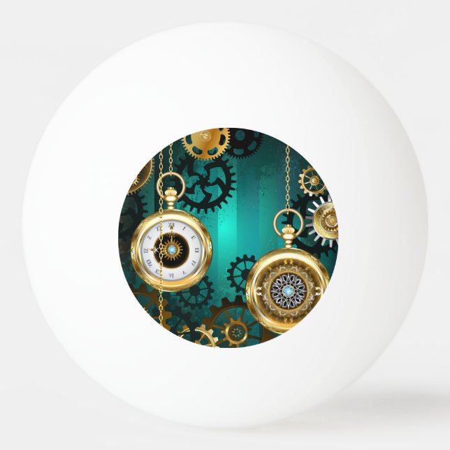 Steampunk Jewelry Watch on a Grönt Background Pingisboll (Framsidan)