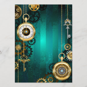 Steampunk Jewelry Watch on a Grönt Background Program