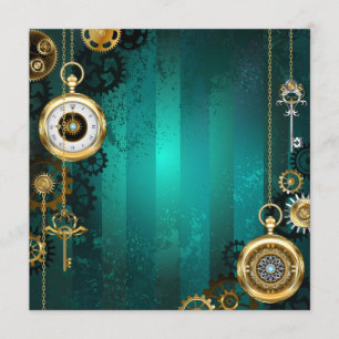 Steampunk Jewelry Watch on a Grönt Background Program