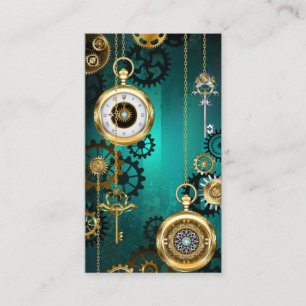 Steampunk Jewelry Watch on a Grönt Background Rabattkort
