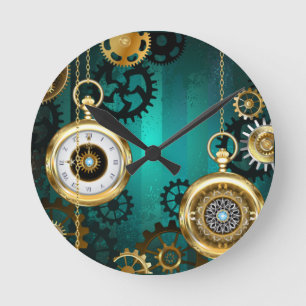 Steampunk Jewelry Watch on a Grönt Background Rund Klocka