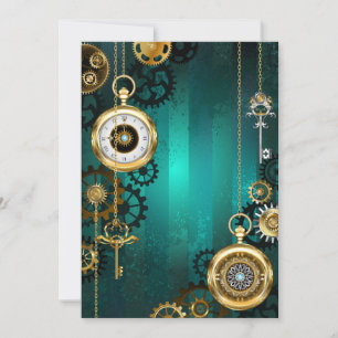 Steampunk Jewelry Watch on a Grönt Background Spara Datumet