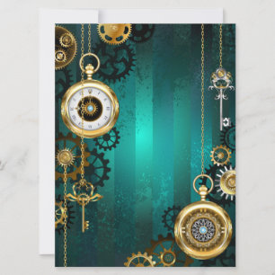 Steampunk Jewelry Watch on a Grönt Background Spara Datumet