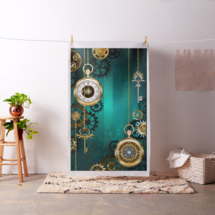 Steampunk Jewelry Watch on a Grönt Background Tyg
