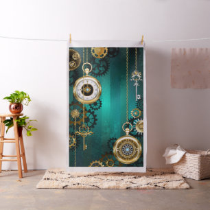 Steampunk Jewelry Watch on a Grönt Background Tyg