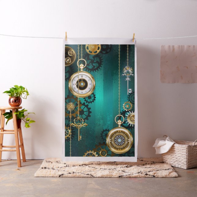 Steampunk Jewelry Watch on a Grönt Background Tyg (In Situ)