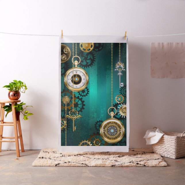Steampunk Jewelry Watch on a Grönt Background Tyg (In Situ)