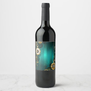 Steampunk Jewelry Watch on a Grönt Background Vinflaska Etikett