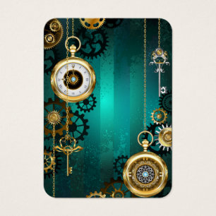 Steampunk Jewelry Watch on a Grönt Background Visitkort