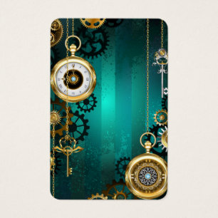 Steampunk Jewelry Watch on a Grönt Background Visitkort