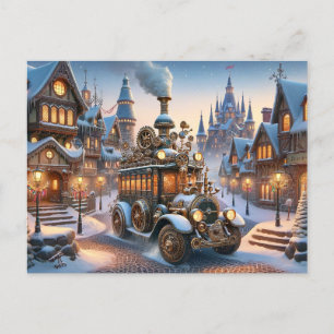Steampunk jul Buss PosTcard Vykort