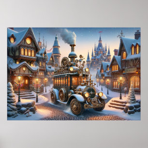 Steampunk jul Buss Poster