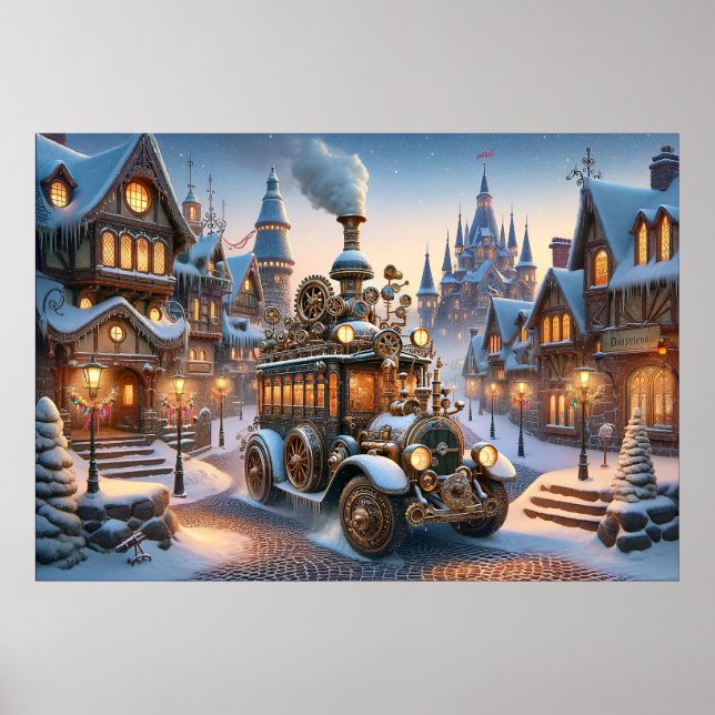 Steampunk jul Buss Poster (Framsidan)