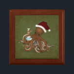 Steampunk Jul Octopus Scientist i Santa Hat Minnesask<br><div class="desc">Njut av en steampunk jul med den här bläckfisk-kemistan i en julhatt på dina skålar och presentbehållare.</div>