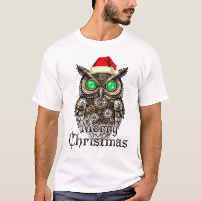 Steampunk julfågel: Antik mässing & smaragd E T Shirt (Framsida)