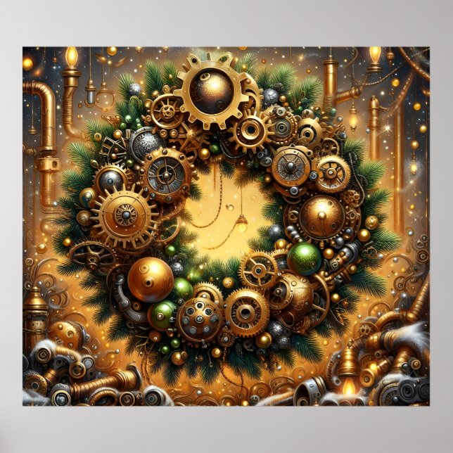 Steampunk julplakat poster (Framsidan)