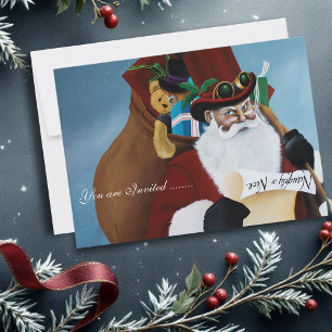 Steampunk-jultomte viktoriansk jul fantasikonst inbjudningar