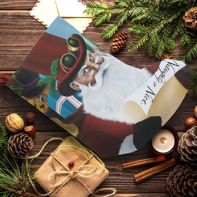 Steampunk-jultomte viktoriansk julfantasi konst liten julstrumpa (Skapare uppladdad)