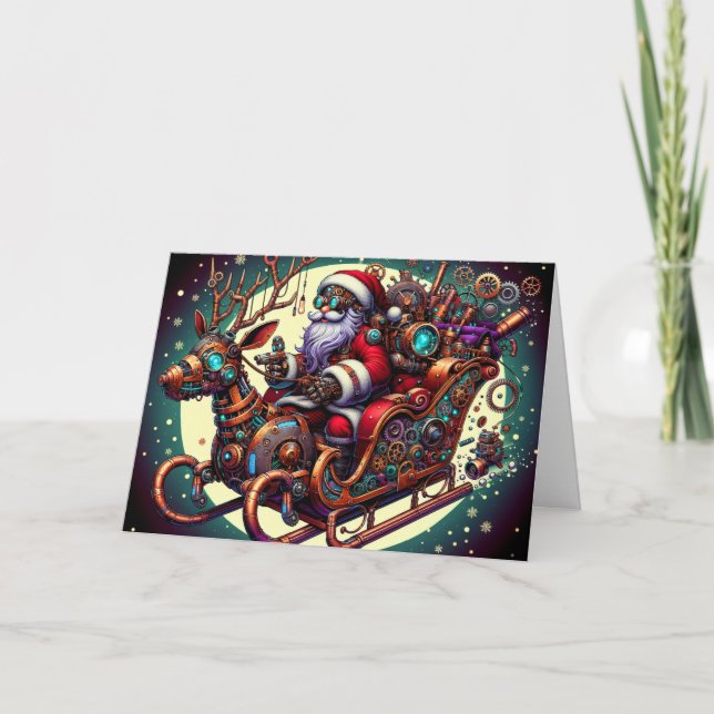 Steampunk Jultomten jul Helgkort (Framsida)