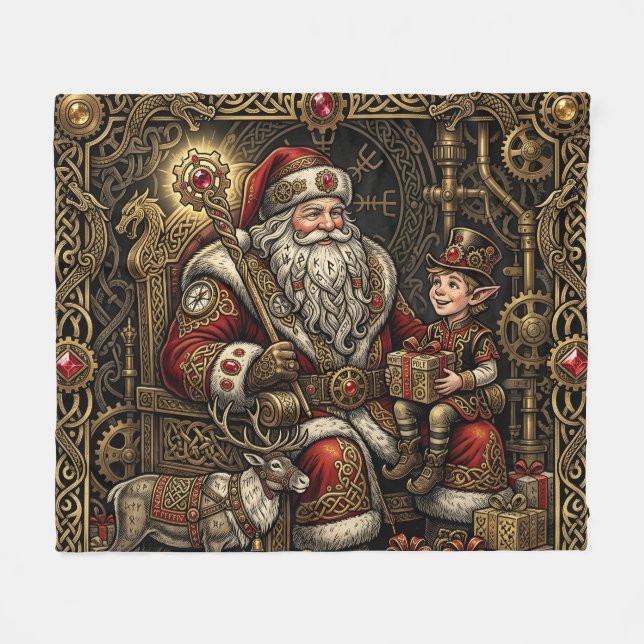 Steampunk Jultomtes verkstad  Fleecefilt (Framsidan (Horisontell))