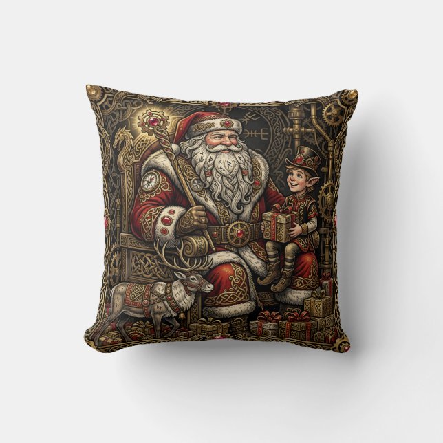 Steampunk Jultomtes verkstad  Kudde (Framsida)