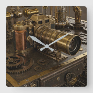 Steampunk Kamera Wall Clock Fyrkantig Klocka