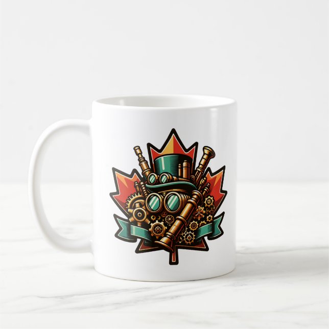 Steampunk Kanada-dagen Kaffemugg (Vänster)