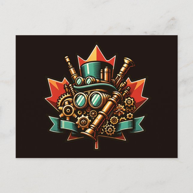 Steampunk Kanada-dagen Vykort (Framsida)