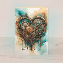 Steampunk Kärlek Valentine Card
