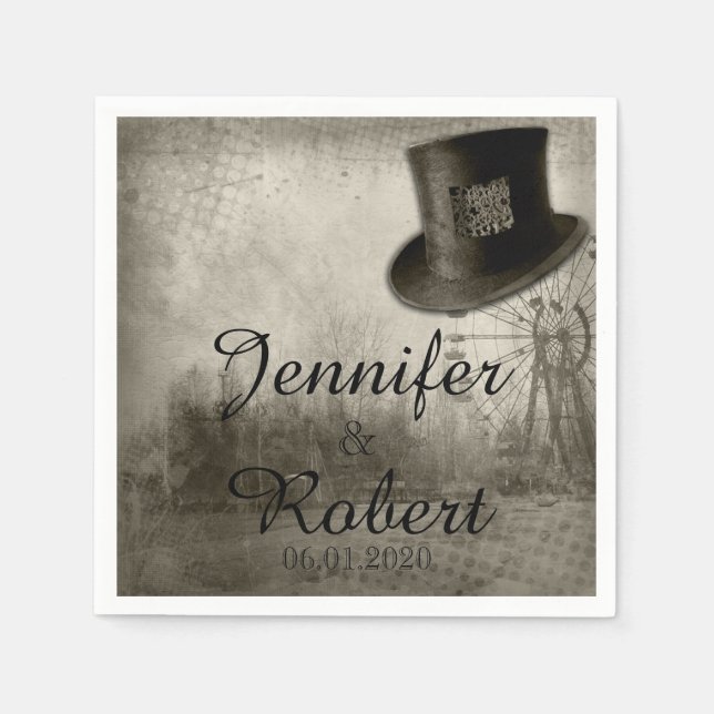 Steampunk Karnevalshatt Bröllop Servett (Framsidan)