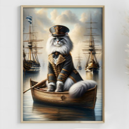Steampunk Kat kapten Ragdoll Gamla Krig Fraktaser Poster