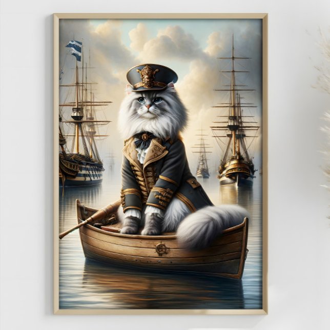 Steampunk Kat kapten Ragdoll Gamla Krig Fraktaser Poster (Skapare uppladdad)