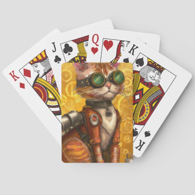 Steampunk katt casinokort (Baksidan)
