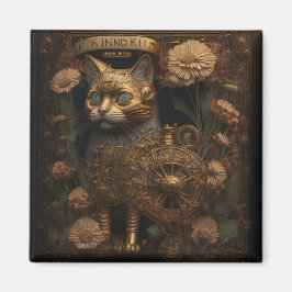 Steampunk Katt Gotisk Digital Konst Magnet
