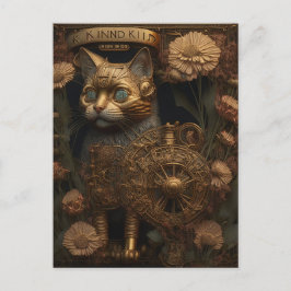 Steampunk Katt Gotisk Digital Konst Vykort