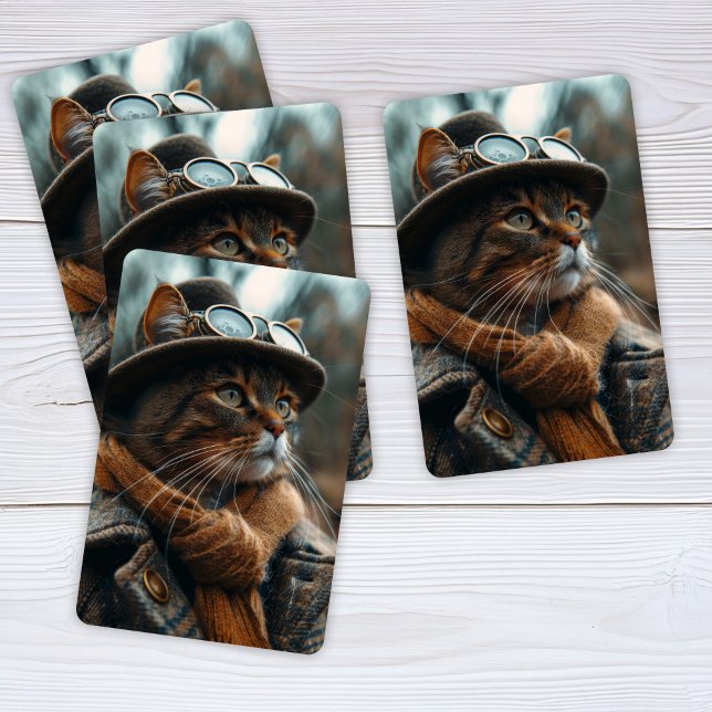 Steampunk Katt i Kläder Casinokort (Skapare uppladdad)
