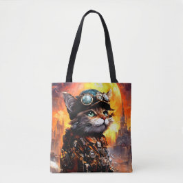 Steampunk Katt II Tygkasse