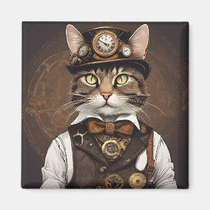 Steampunk-katt Magnet