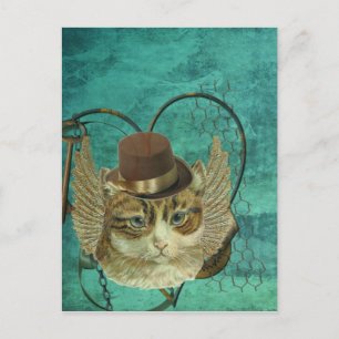 Steampunk-katt Vykort