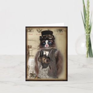 Steampunk kattanpassningsbar Notecard Kort
