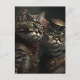 Steampunk katter vykort