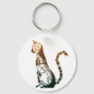 Steampunk kattkeychain nyckelring