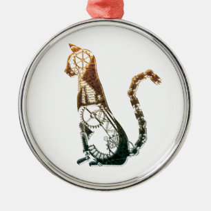Steampunk kattprydnadar julgransprydnad metall