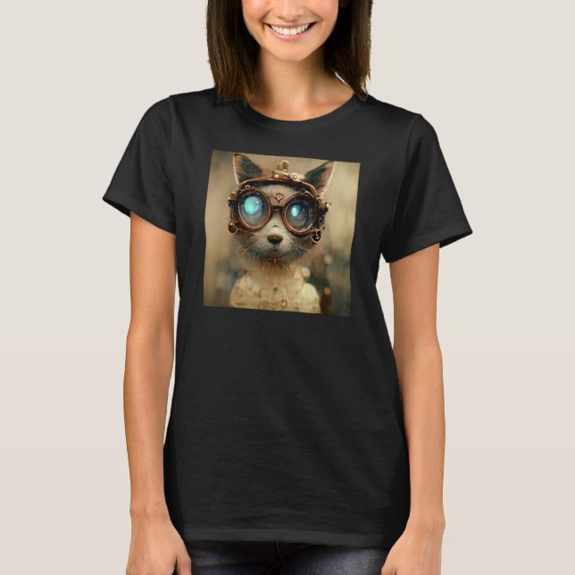Steampunk Kattunge Ingenjör T Shirt (Framsida)
