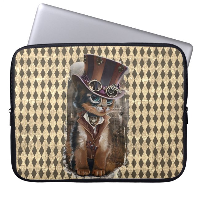 Steampunk Kattunge Laptop Fodral (Framsidan)