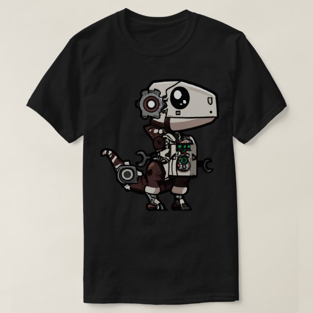 Steampunk Kawaii Dragon Robot T Shirt (Design framsida)
