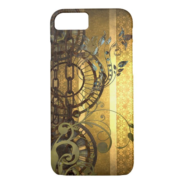 Steampunk kedjar och blommigten Case-Mate iPhone skal (Baksida)